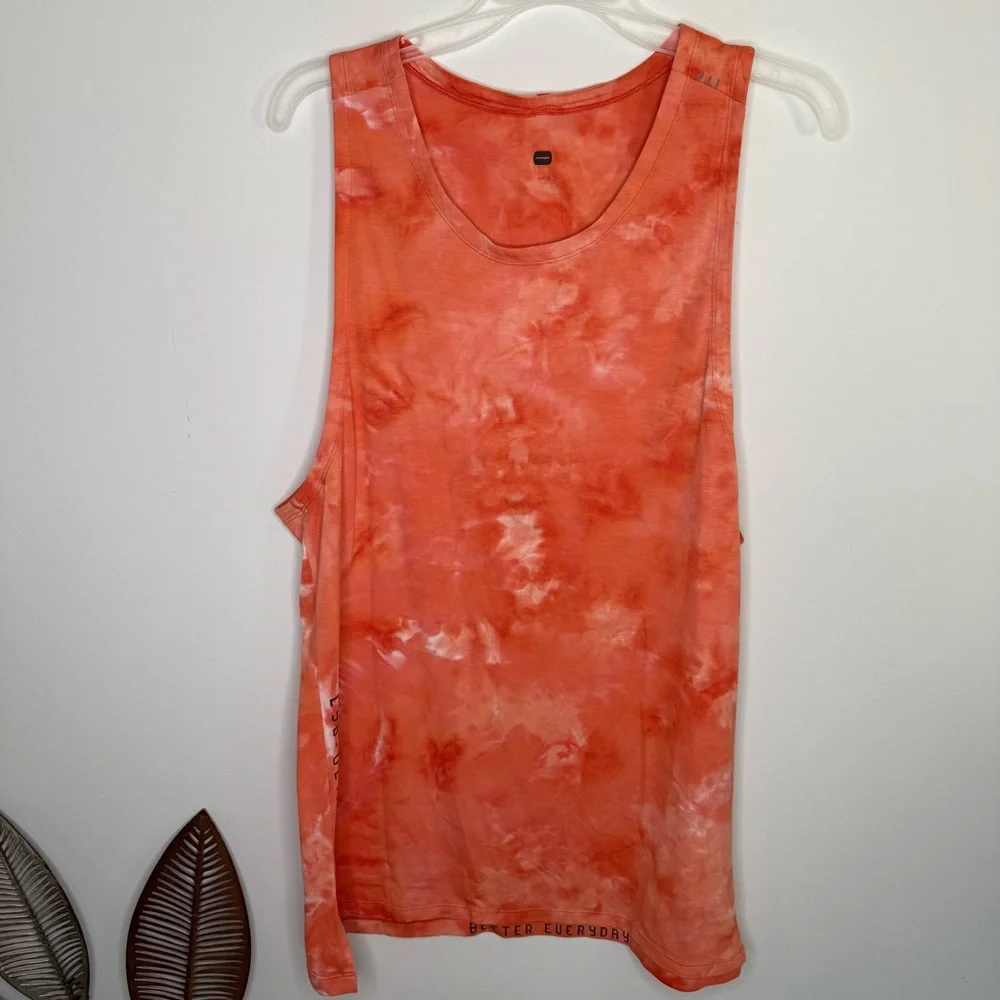 J2 Lululemon‎ Men's Large Orange Always Agile Tank Spray Dye